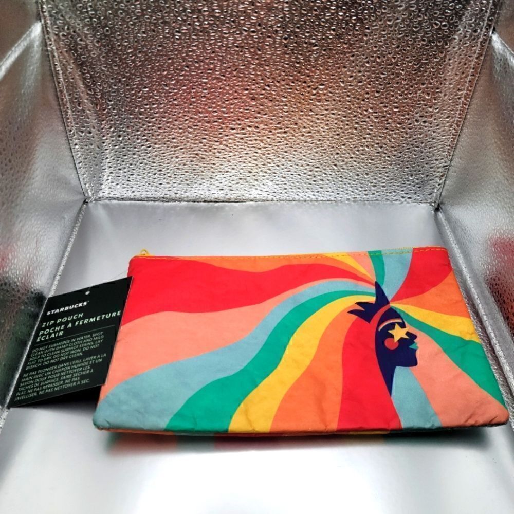 NWT! Starbucks Pride Zip Pouch Bag Rainbow Siren Logo Ltd Edition.